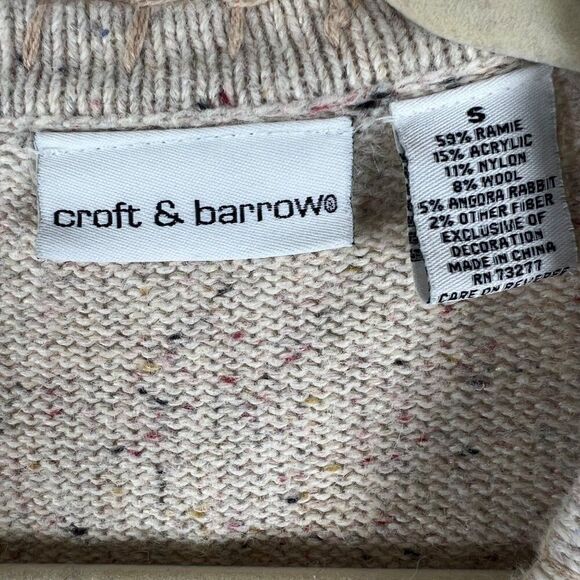 Vintage 90s Craft & Barrows Beige Autumn Grandma Wool Sweater Cardigan / Small - Picture 8 of 8